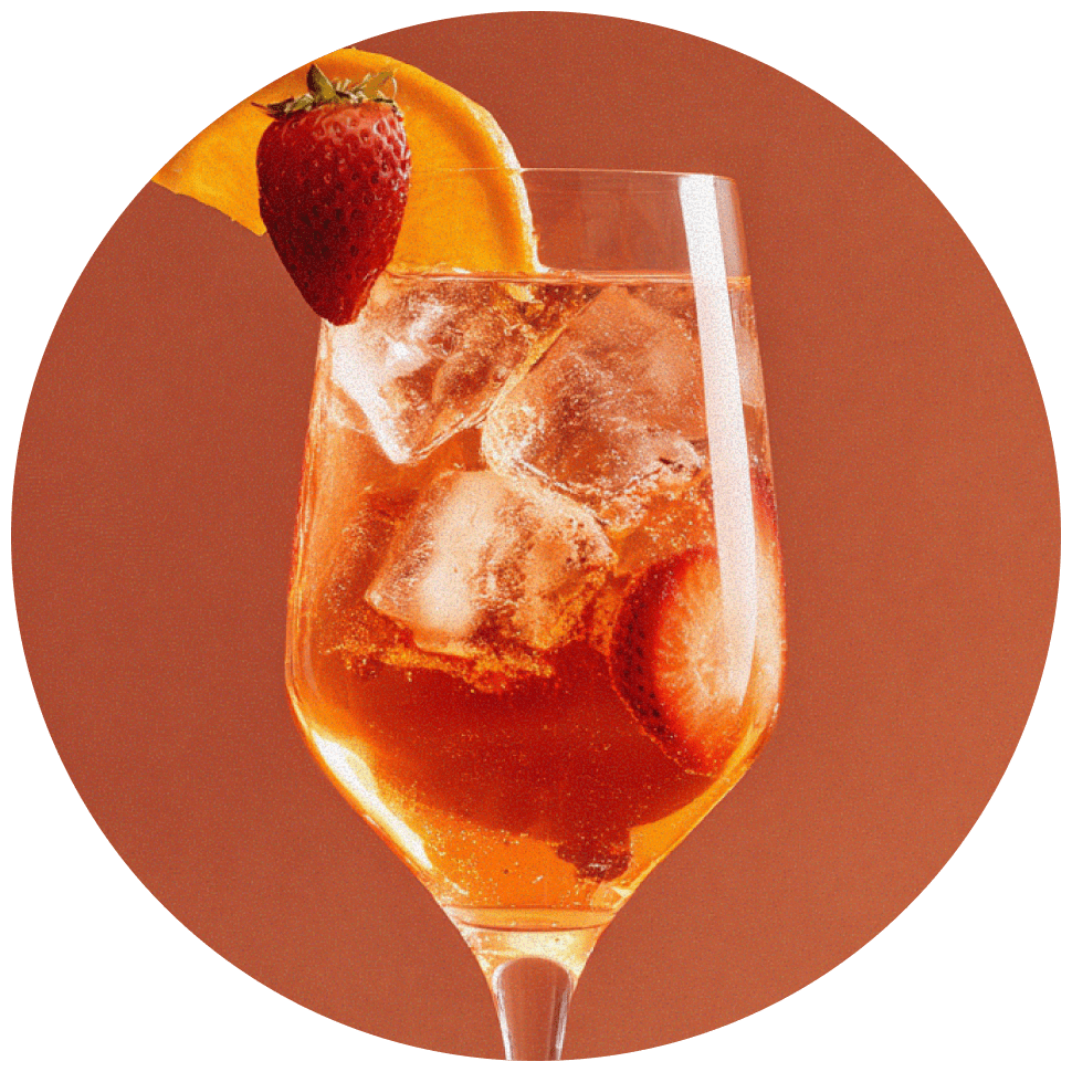 «Апероль Шприц» с карамелизированной клубникой