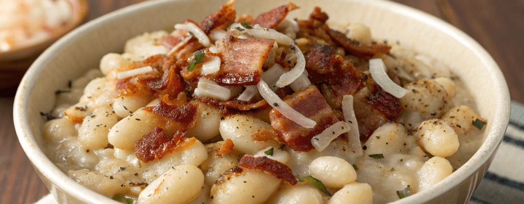 Белая фасоль с беконом 