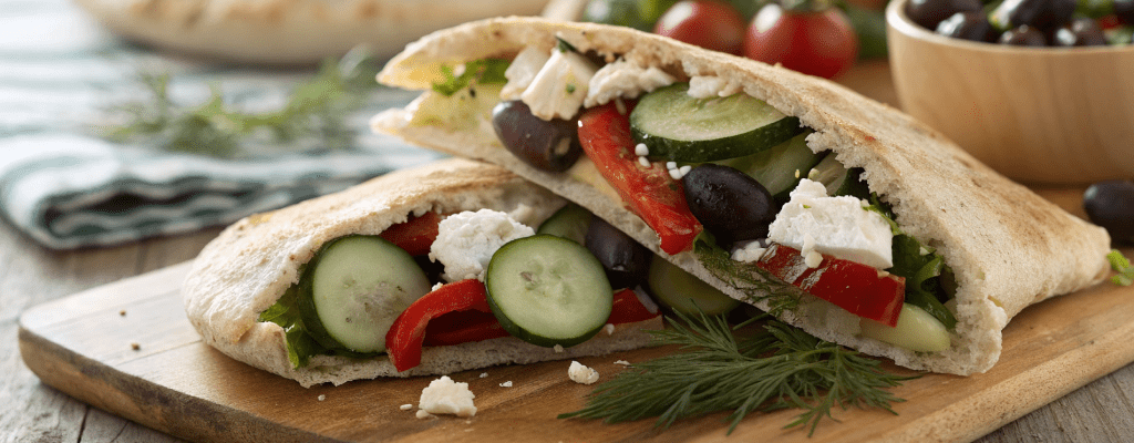 С хумусом, овощами и фетой