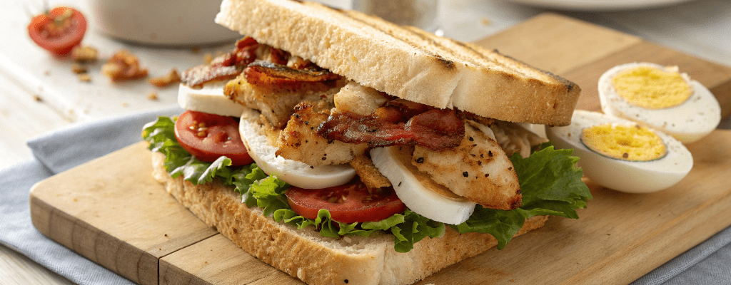 Классический клаб-сэндвич с курицей и беконом